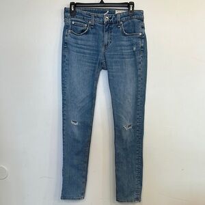 Rag & Bone Dre Low Rise Slim Boyfriend Women’s Jeans Distressed Med Wash Sz 25